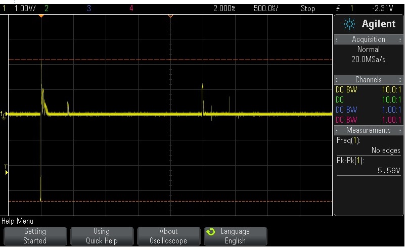 1512 data comms showing 1 of the 400 steps per revolution of the transducer.